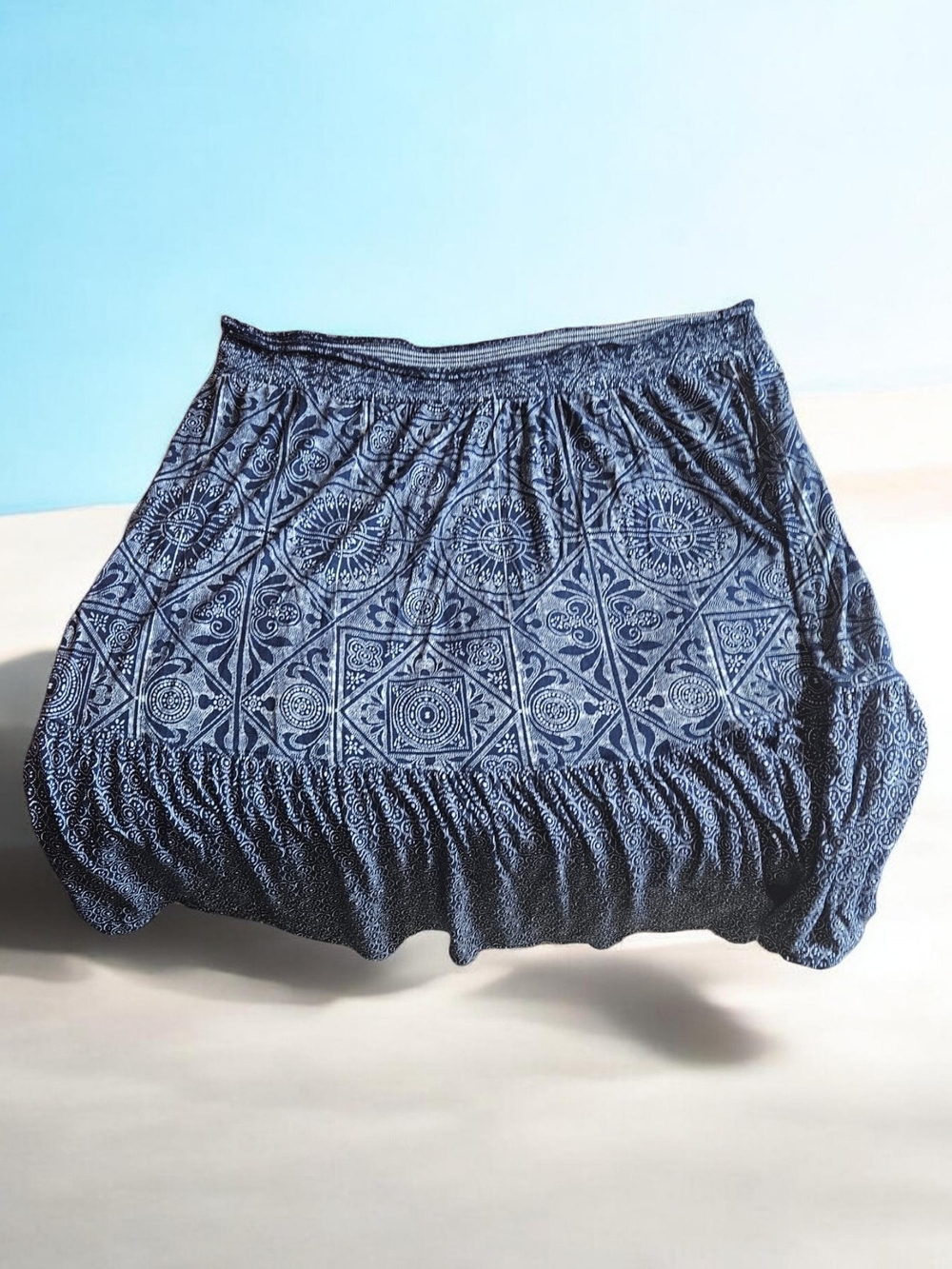 St. John's Bay Navy Blue Patterned Circle Skirt